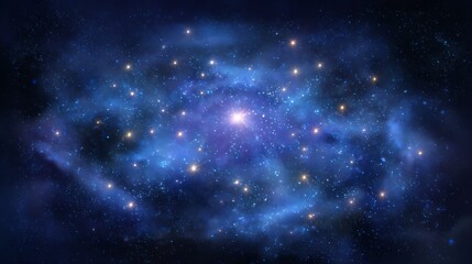 Wall Mural - Blue nebula with many stars in the sky