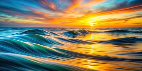 Wall Mural - serene ocean waves at golden hour sunset, a captivating display of nature's beauty