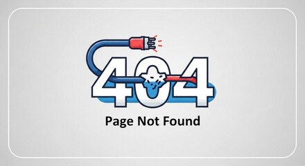 Stylized 404 error page design for website maintenance and downtime announcements, depicting a broken connection and 