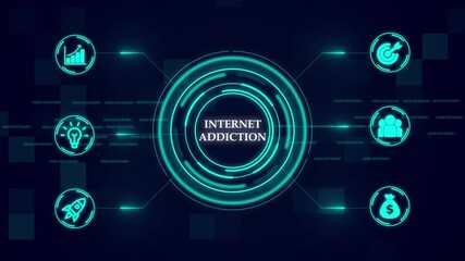 Internet Addiction concept.  futuristic holographic advanced HUD circle platform Business, Technology concept. Business, technology, internet and network concept. Digital technology background.