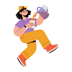 Canvas Print - pourinA flat style illustration showing a person pouring juice g 