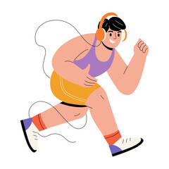 Canvas Print - A flat style illustration showing a person running 
