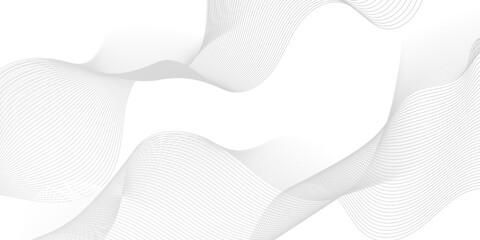 Wall Mural - Vector wave digital white and gray blend futuristic technology flow tech transparent line stripe energy connection web music and sound, beautiful dynamic smooth space texture background.	
