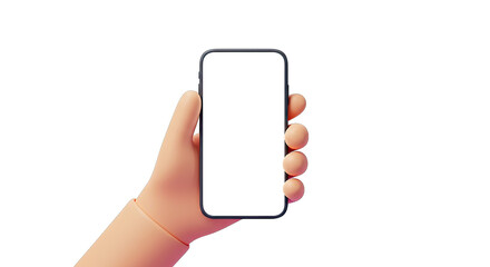 Hand holding a blank screen smartphone against a black background