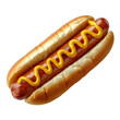 © PNG - Classic hot dog with a zigzag of mustard on a soft bun isolated on white background