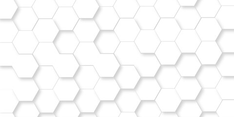 Wall Mural - abstract pattern hexagonal white technology line paper background. hexagonal grid tile mosaic struct