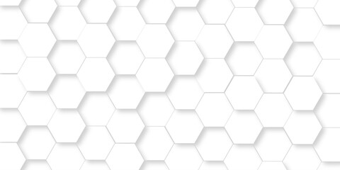 Wall Mural - abstract pattern hexagonal white technology line paper background. hexagonal grid tile mosaic struct