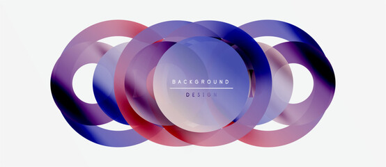 Wall Mural - Abstract colorful overlapping circles create dynamic visual effect. Modern design element for backgrounds, presentations.