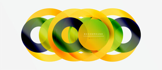 Wall Mural - abstract geometric design. overlapping colorful shapes create dynamic visual effect. yellow, green, 