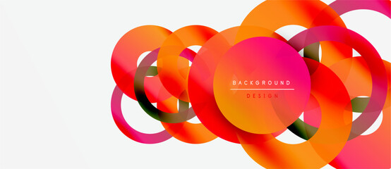 Wall Mural - abstract colorful circles overlap. gradient shades create dynamic visual effect. modern design eleme