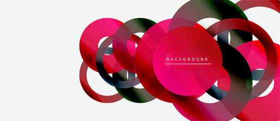 Wall Mural - abstract design features overlapping circles, vibrant reds, blacks, whites. modern composition creat
