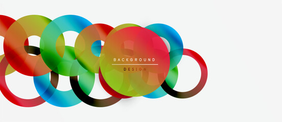 Wall Mural - colorful overlapping circles create dynamic abstract design. white space provides clean backdrop for