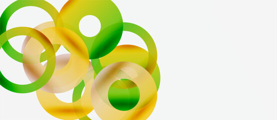 Wall Mural - abstract design features overlapping circles. yellow, green hues create dynamic visual effect. clean