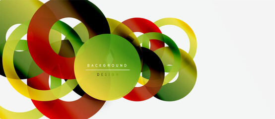 Wall Mural - abstract colorful circles overlap. modern design elements create dynamic visual effect. bright hues 