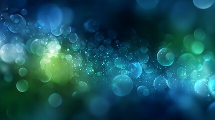 Wall Mural - dreamy blue and green bokeh background with large soft glowing light orbs fully blurred festive abst