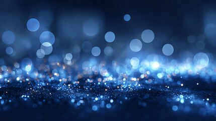 Wall Mural - blue bokeh background banner with glowing orbs futuristic business data technology concept abstract 