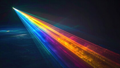 Wall Mural - Prism dispersion as a thin spectrum line near the top on dark neutral background with ample lower copy space modern science calm