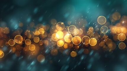 Wall Mural - golden bokeh lights on dark green christmas background with glitter glow festive shimmer fairy light