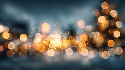 Wall Mural - abstract christmas dreamy festive bokeh with large soft glowing light orbs on a fully blurred backgr