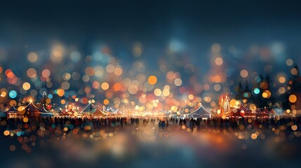 Wall Mural - abstract cream background with warm festive bokeh lights and outdoor celebration glow soft neutral b