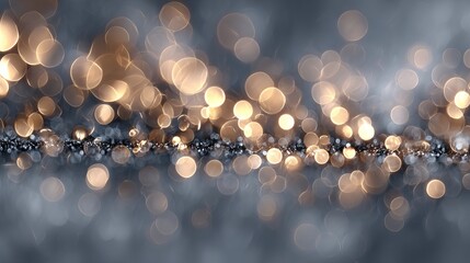 Wall Mural - dreamy silver and gold bokeh lights background with large soft glowing orbs elegant festive abstract
