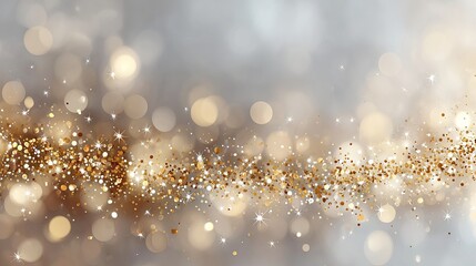 Wall Mural - abstract golden and white festive bokeh background with soft glitter glow luxury gold shimmer and sp
