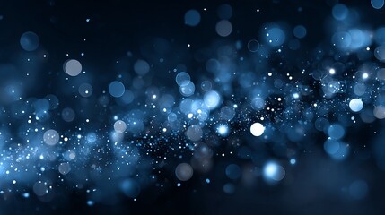 Wall Mural - blue glow particle abstract bokeh background with large soft light orbs dreamy festive blurred backd