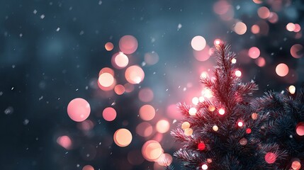 Wall Mural - macro christmas bokeh lights with glowing orbs soft focus dreamy festive background defocused holida