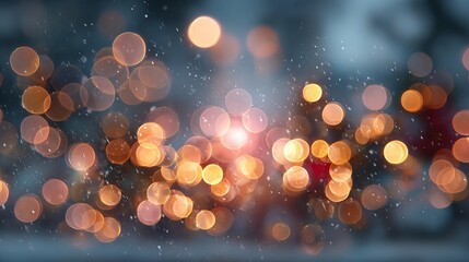 Wall Mural - christmas bokeh lights with warm golden glow festive holiday background of blurred fairy lights and 