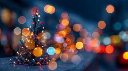 Wall Mural - christmas bokeh lights with warm golden glow festive holiday background of blurred fairy lights and 