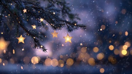 Wall Mural - warm christmas light bokeh background with soft golden glow cozy festive fairy lights and twinkling 