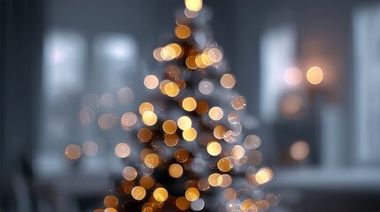 Wall Mural - dreamy christmas tree bokeh background with large soft glowing light orbs festive blurred illuminati