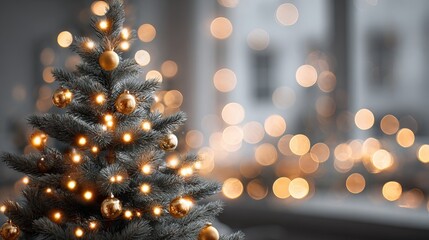Wall Mural - dreamy festive bokeh with defocused christmas lights large soft glowing orbs on a blurred background