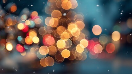 Wall Mural - colorful christmas lights with large soft bokeh circles dreamy festive glowing orbs blurred backgrou