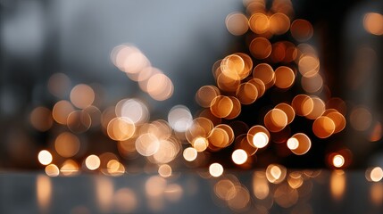Wall Mural - macro christmas bokeh lights with glowing orbs soft focus dreamy festive background defocused holida