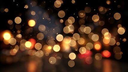Wall Mural - dreamy festive bokeh christmas lights with large soft glowing orbs on a dark fully blurred backgroun