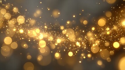 Wall Mural - dreamy golden holiday bokeh background with large soft glowing orbs sparkling particles and festive 