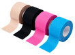 © Flowal93 - a collection of colorful kinesiology tapes in black, pink, blue, and skin colors is shown