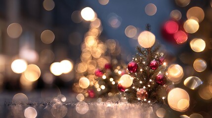 Wall Mural - dreamy christmas holiday lights bokeh with large soft glowing orbs on a fully blurred background fes