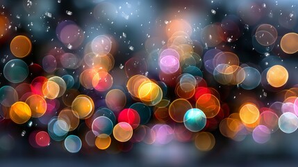 Wall Mural - colorful bokeh background with large soft glowing light orbs, dreamy festive abstract blur for holid
