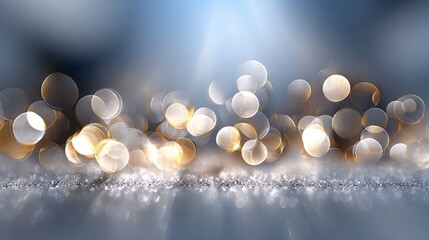 Wall Mural - silver christmas dreamy festive bokeh background with large soft glowing light orbs fully blurred ho