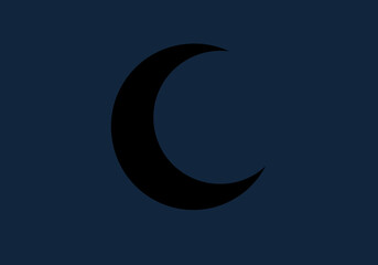 a crescent shape black against a deep blue background