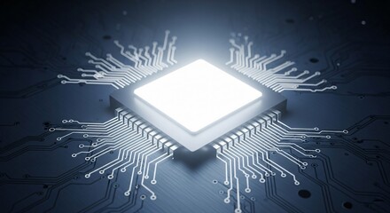 Futuristic Central Processor Unit Glowing with Power