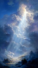 Wall Mural - Painting of a sunbeam in the sky
