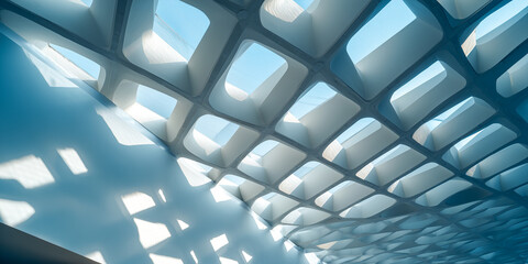 Wall Mural - abstract ceiling with geometric repeating pattern of light and shadow