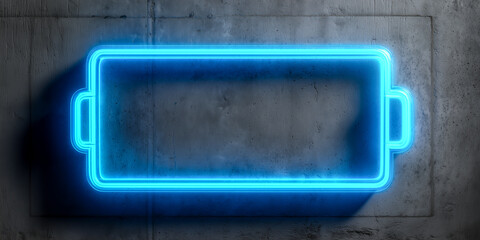 Wall Mural - glowing electric blue battery symbol with neon light effect