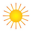 © Joyonto - Bright yellow sun with orange rays isolated on white background for summer design