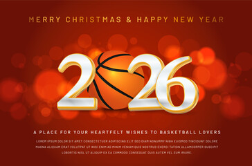 Wall Mural - Basketball Themed Christmas & New Year Greeting Card