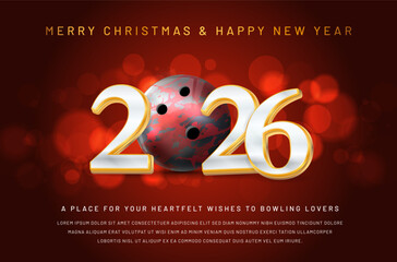 Wall Mural - Bowling Themed Christmas & New Year Greeting Card