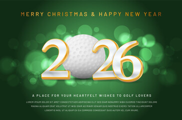 Wall Mural - Golf Themed Christmas & New Year Greeting Card